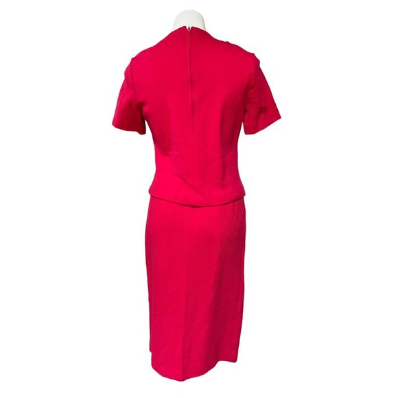 1960s Vintage Hot Pink Three Piece Wool Skirt Suit Semi-Formal Minimalist Jackie - Picture 10 of 10